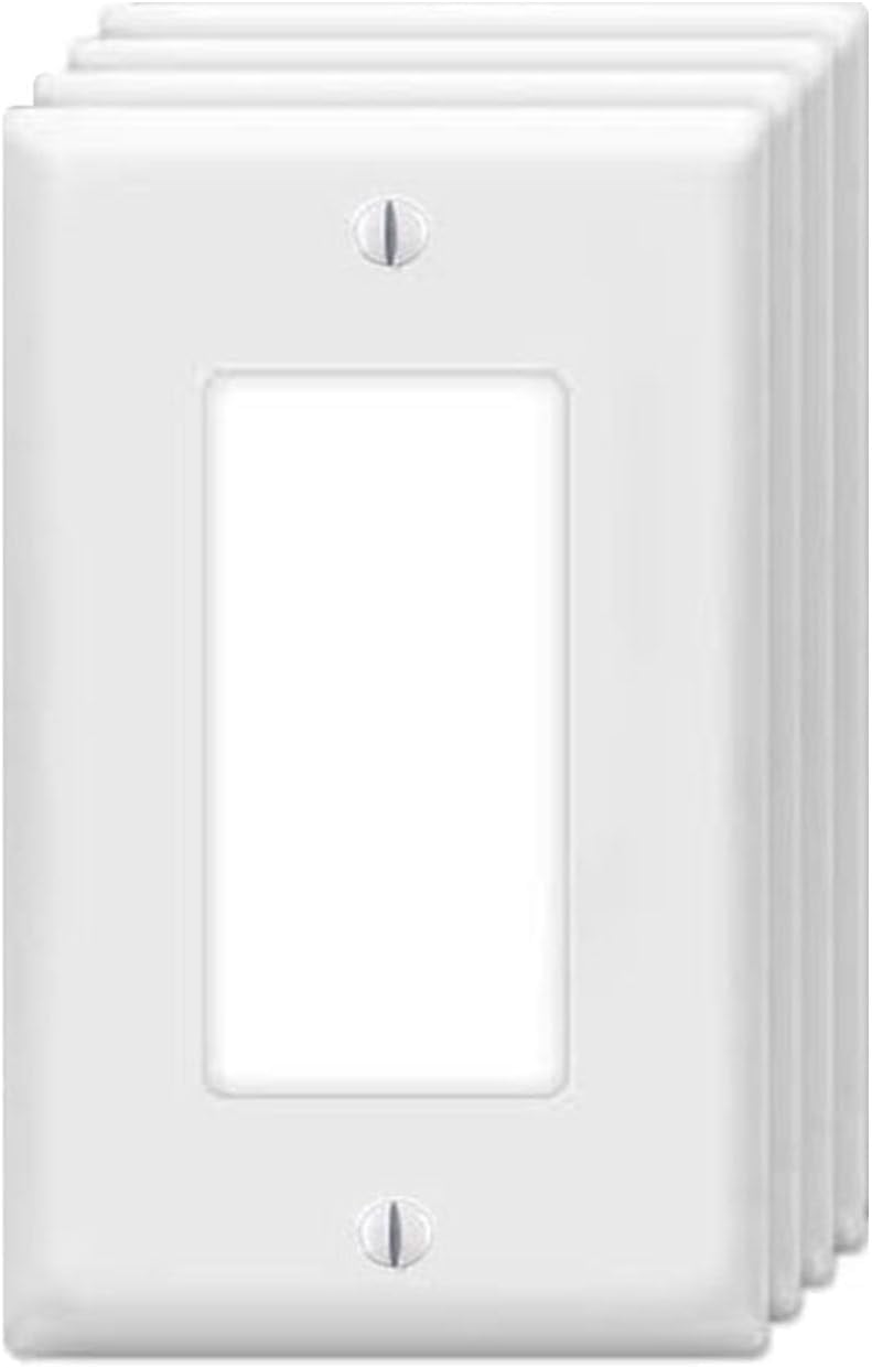 ZEFTV Decorator Wall Plates 1-Gang Switch Outlet Electrical Cover Plate Unbreakable Thermoplastic Faceplate for Light Receptacle Outlet Switch, White (4 Pack) - Image 1